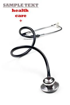A doctor's stethoscope on a white background with space for text Stock Photos