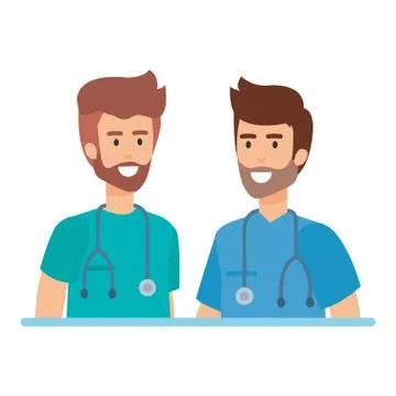 Doctors with stethoscopes characters Stock Illustration