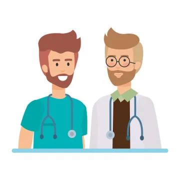 Doctors with stethoscopes characters Stockillustratie