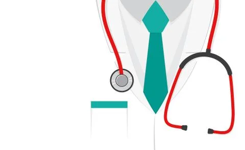 A doctors suit or lab coat with stethoscope Stock Illustration