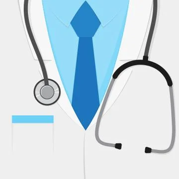 A doctors suit or lab coat with stethoscope Stock Illustration