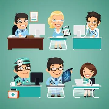 Doctors at the Table Stock Illustration