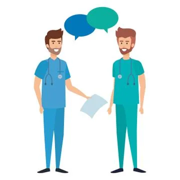 Doctors talking avatars characters Stock Illustration