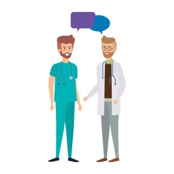 Doctors talking avatars characters Stock Illustration