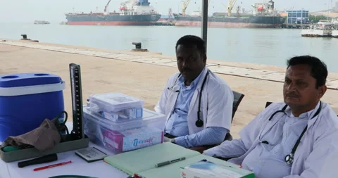 Doctors Team together at a harbor Stock Footage 326287380