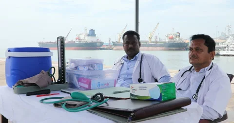 Doctors Team together at a harbor Stock Footage 326290112