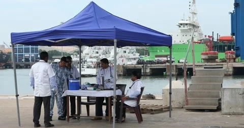 Doctors Team together at a harbor Stock Footage 326291061