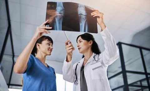 Doctors, teamwork or xray analysis in clinic for results, surgery planning .. Stock Photos