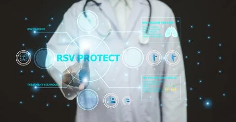 Doctors using AI artificial intelligence researching a vaccine to prevent R.. Stock-Fotos
