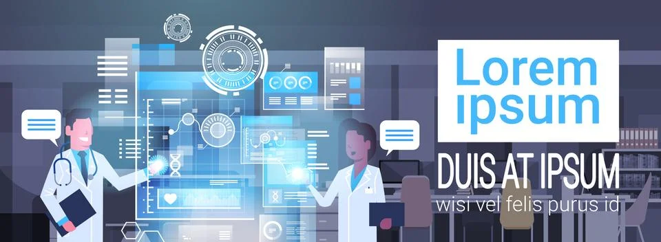 Doctors Using Virtual Computer Innovation Technology Concept Modern Medical Stock Illustration