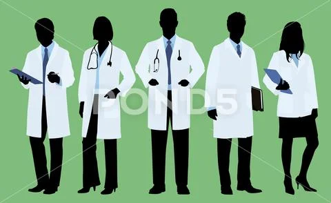 Doctors wearing Lab Coats Stock Illustration