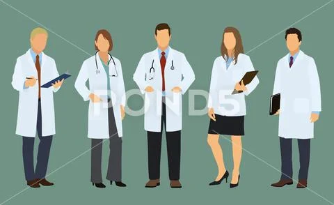 Doctors Wearing Lab Coats Stock Illustration