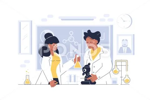 Doctors working at laboratory Stock Illustration