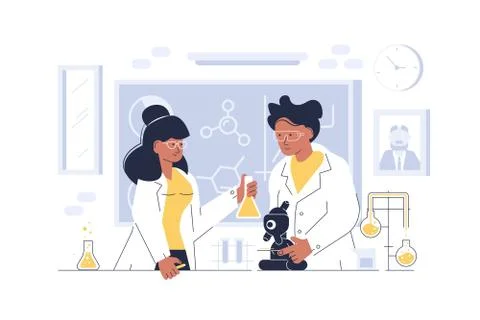Doctors working at laboratory Stock Illustration
