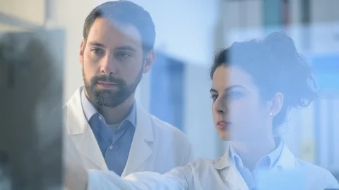 Doctors working together and examining an x-ray Stock Footage 86682215