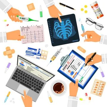 Doctors workplace concept Stock Illustration