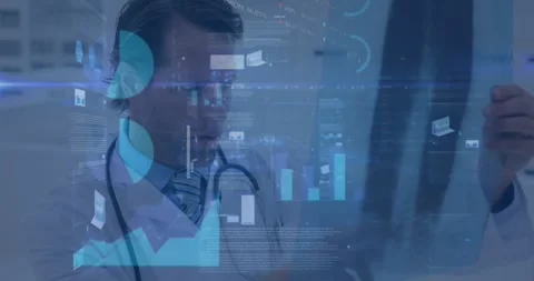 Doctor's x-ray examination highlights global economic interconnectedness. Stock Footage 329110343