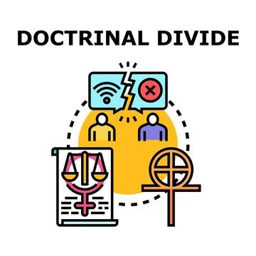 Doctrinal divide concept, people having fundamental disagreements Stock Illustration