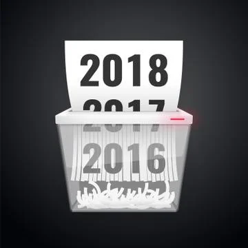 Document 2016-2018 is Cut into Shredder Stock Illustration