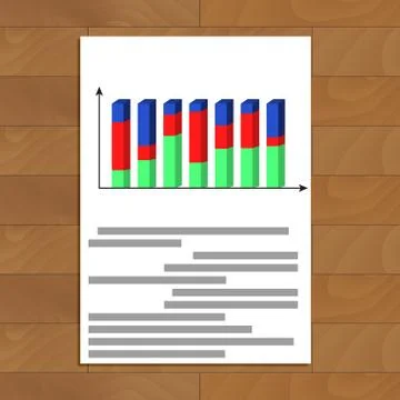 Document with 3d chart Stock Illustration