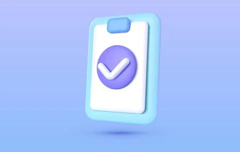 Document 3d. Exam checklist icon. Business vector icon. 3d check list icon イラスト素材