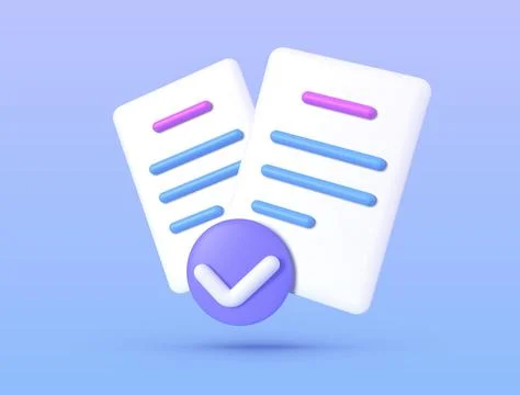 Document 3d. Exam checklist icon. Business vector icon. 3d check list icon Illustrazione stock