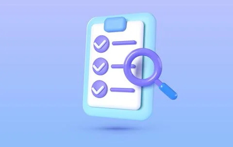 Document 3d, great design for any purposes. 3d check list icon. Business vector Stock Illustration