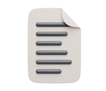Document 3d icon. 3d render cartoon minimal icon illustration Stock Illustration