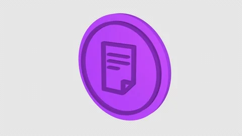 Document 3d icon. Purple color. Alpha channel Stock Footage 142008255