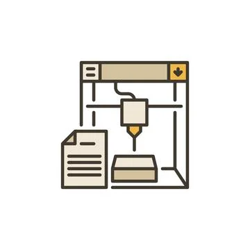 Document with 3D printer vector concept colored icon or symbol 스톡 일러스트
