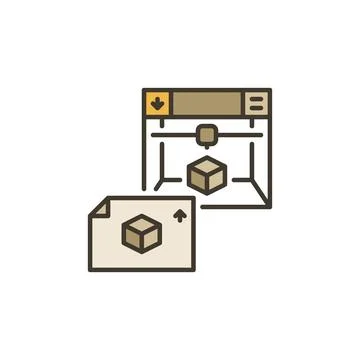 Document with 3D Printer vector Printing concept colored icon Stock Illustration