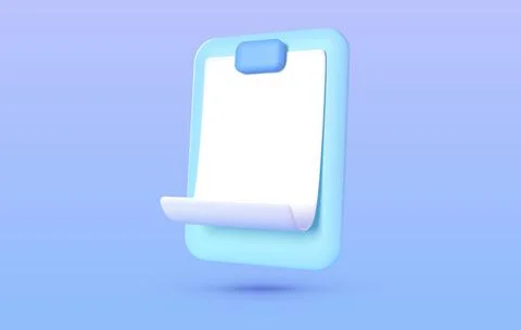 Document 3d on white background. Document template design. 3d render vector Stockillustratie