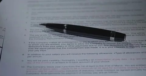 Document about a contract Video stock 81227929