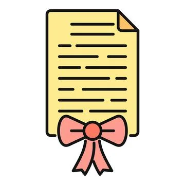 Document with abstract text and a ribbon bow Stock Illustration