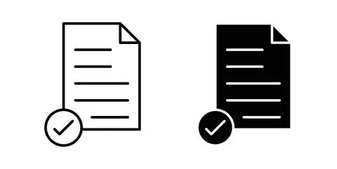 Document accept icon symbol, outline icons Ilustração Stock