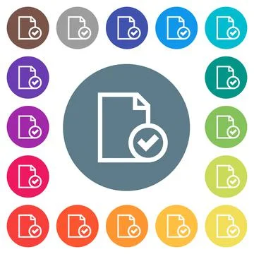 Document accepted flat white icons on round color backgrounds Stock Illustration