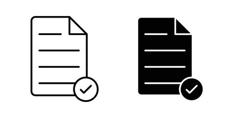 Document accepted icon in black and white. vector icon pack for websites Stock Illustration