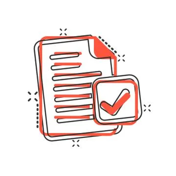 Document accepted icon in comic style. Correct cartoon vector illustration on Stock Illustration