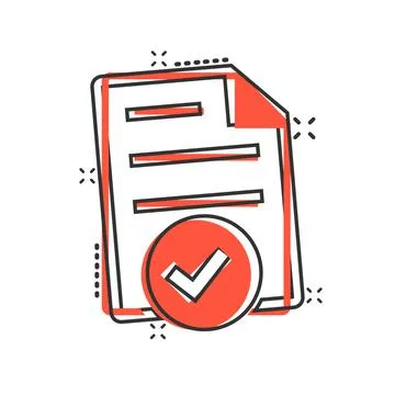 Document accepted icon in comic style. Correct cartoon vector illustration on Stockillustratie