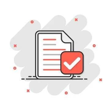 Document accepted icon in comic style. Correct cartoon vector illustration on Stock Illustration