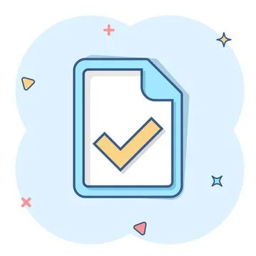 Document accepted icon in comic style. Correct cartoon vector illustration on Stock Illustration