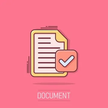 Document accepted icon in comic style. Correct cartoon vector illustration .. Stock Illustration
