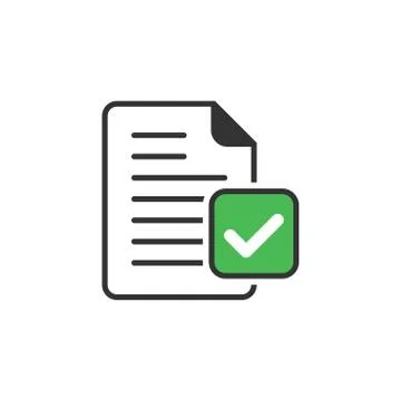 Document accepted icon in flat style. Correct vector illustration on white is Stock Illustration