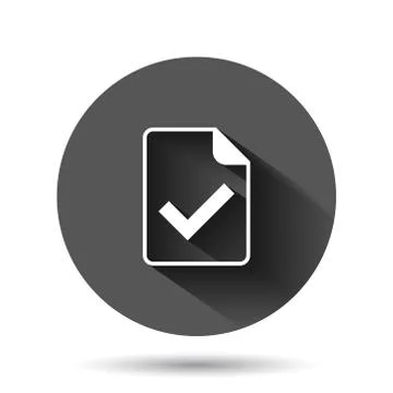 Document accepted icon in flat style. Correct vector illustration on black ro Stock Illustration