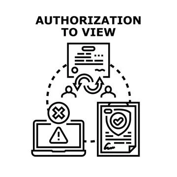 Document access authorization permission compliance concept Illustrazione stock