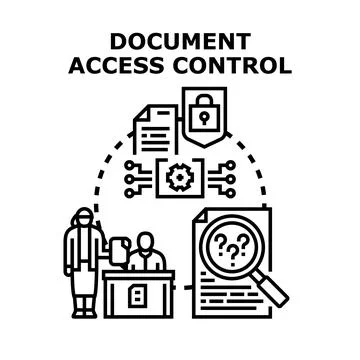Document access control protecting confidential data concept Stock Illustration