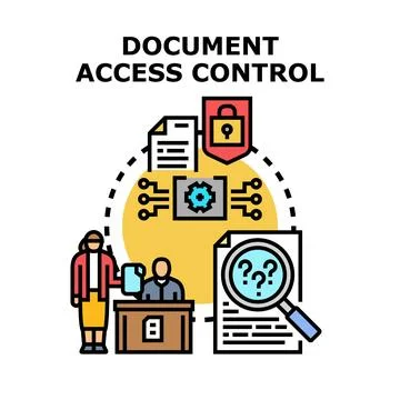 Document access control protecting confidential data concept Stock Illustration
