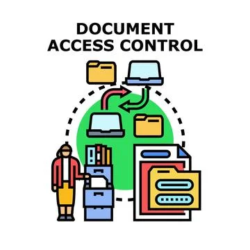 Document access control protecting important business data Stock Illustration