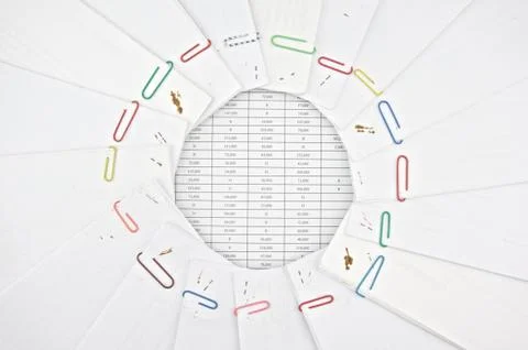 Document of account include sales and receipt place as hole Stock Photos