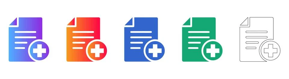 Document Add File Upload Icons Stock Illustration